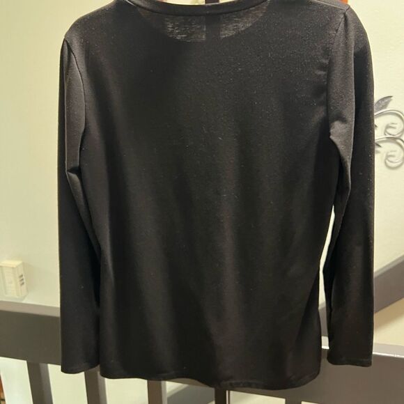 Black Long Sleeve Shirt with Paw Print Design - Picture 3 of 4